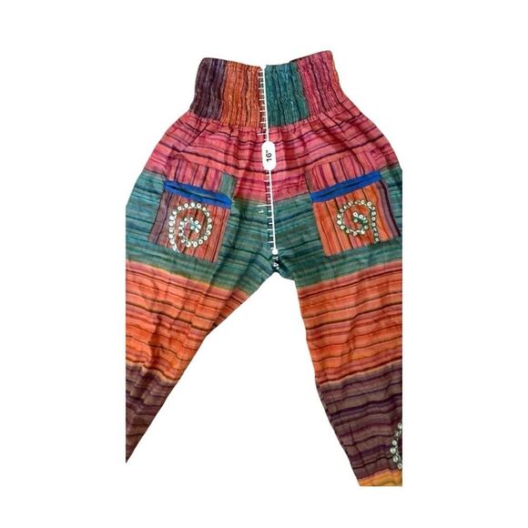 100% Cotton Boho Striped Harem Pants – One Size (Fits S/M) - Picture 7 of 9